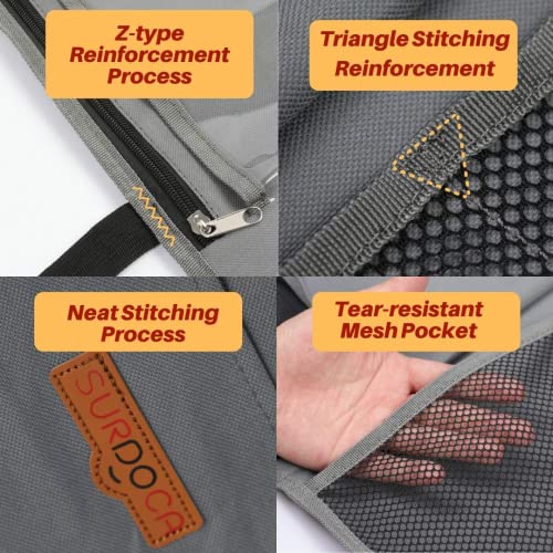 SURDOCA Backseat Car Organizer, 4th Generation Kick Mats Back Seat Protector with 10.5 PVC-Free Touch Screen Tablet Holder, 9 Pockets,Car Travel Accessories,Car Back Seat Organizer for Kids, Grey,1pc