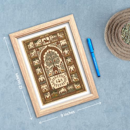 Image of TenorArts Traditional Tribal Folk Art Photo Frame Set of 2 , Indian Rural Arts Decor Wall Hanging Painting For Bedroom Living Room Cafe and Home decor / Minimal Drawing Framed Posters for Decoration (9x12 inches) [T2P-05T]
