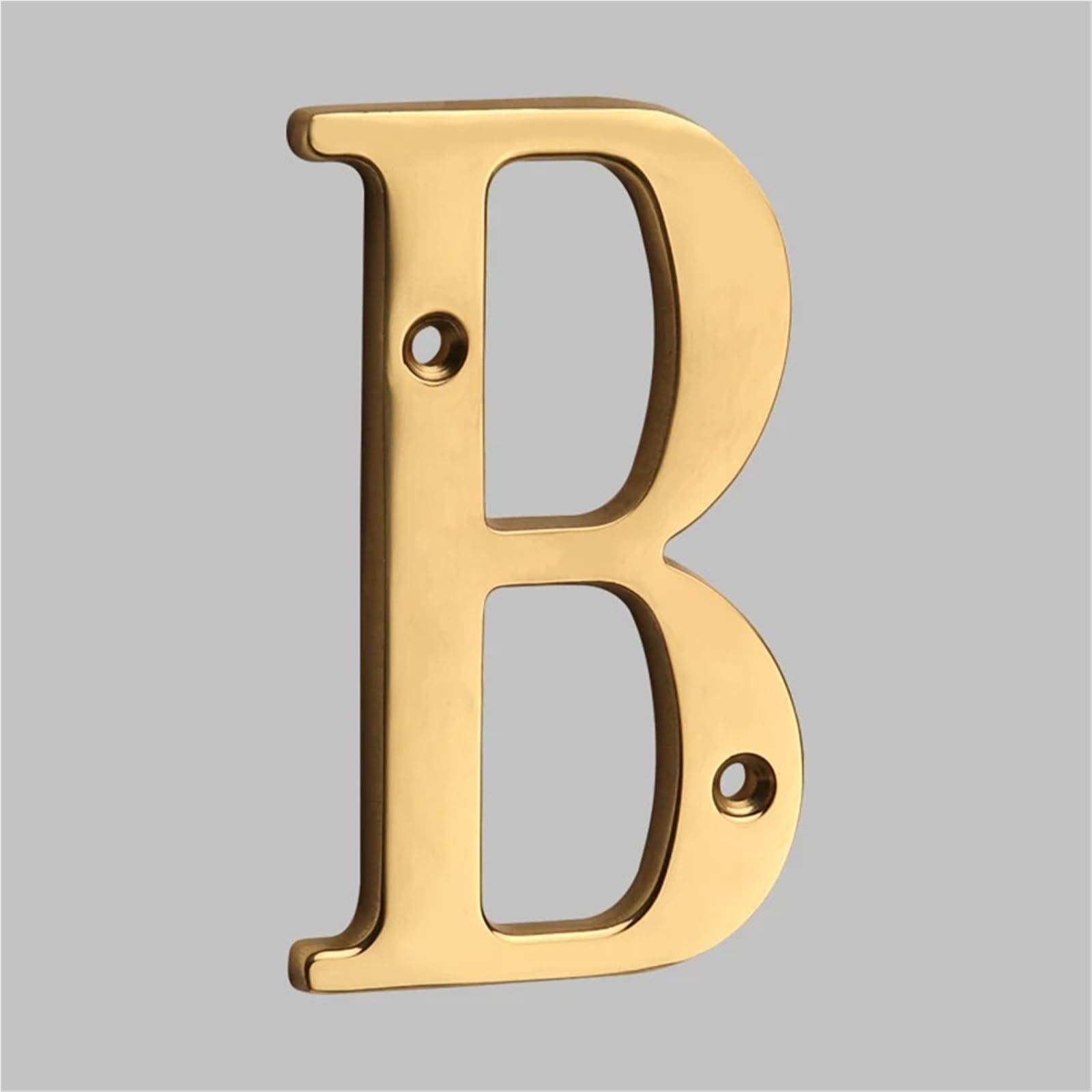 4 inch Modern Metal House Numbers with Screws Golden Brass Door Number 3D Address Numbers Mailbox Address Sign for Outside House Apartment Yard Post Street Garden(B)