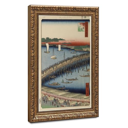 Affiche Toile Utagawa Hiroshige Pont de Ryogoku Décoration Murale 61x91 cm