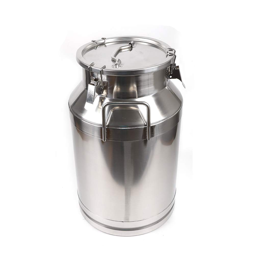 Treliamd 304 Stainless Steel Milk Can, 40 Liter Milk Bucket Wine Pail Bucket with Sealed Lid Heavy Duty for Wine Liquid Storage Container