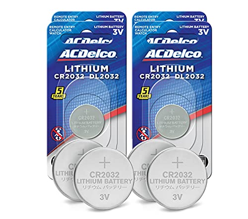 ACDelco CR2032 3V Lithium Coin Cell Battery, Watch and Electronics Button Batteries, 4-Count