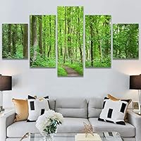 SIGNWIN 5 Panel Canvas Wall Art Modern Art Dramatic Forest Multicolor Photography Romantics Scenic for Home Decorations Ready to Hang - 60