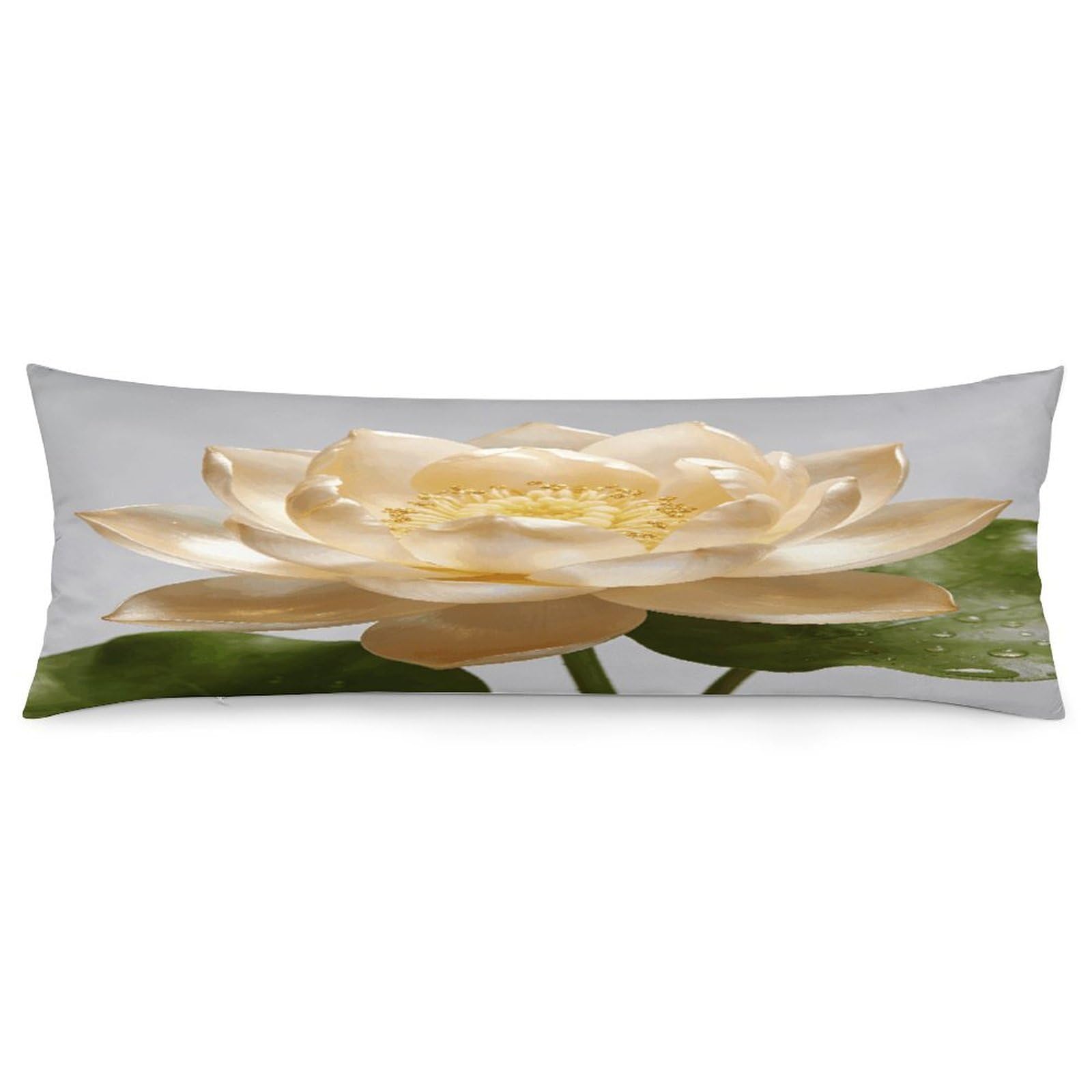 Lotus Champagne Body Pillowcase Soft Breathable Full Long Pillow Cover 20x54 Inches Polyester Pillow Case with Hidden Zipper Closure for Bedroom Home Decorations