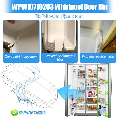Image of [2 PACK]UPGRADED WRS588FIHZ00 WRS571CIDM02 WRS571CIHZ01 WRS571CIHV04 WRS588FIHV00 Refrigerator Door Bin Compatible With WPW10710203 Whirlpool Refrigerator Door Shelf W10710203 Kenmore Fridge Shelves
