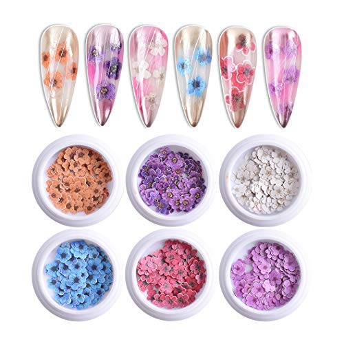 MEILINDS 6 cajas 3D flor lentejuelas acrílico Paillettes holográficas de madera chips consejos decoración Nail Art manicura Kit