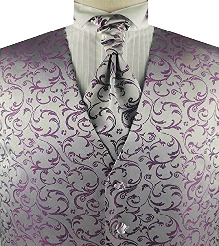 ME&SLEEVE 3pcs Men's Microfiber Swirl Wedding/Tuxedo Waistcoat+Hanky+Ascot tie2