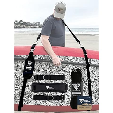 Rogue Endeavor Stand Up Paddle Board Carry Straps, Premium Materials, Stainless Steel, Heavy Duty with Mesh Carry Bag and Carabiner (Standard) Cover