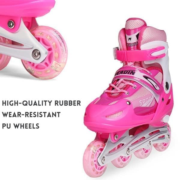 Image of TEKCOOL 4 Wheels Adjustable Inline Skates Skating Shoes for Boys Kids Girls Skating Shoe Adjustable Roller Blades PU Strong Wheels Aluminium with LED Flash Light on Wheels
