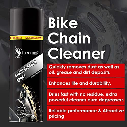 BLACKBIRD Bike Chain Lube & Cleaner 220ml, De-Rust, Brush & Microfiber Cloth