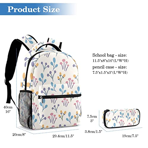 Sac à dos à fleurs imperméable et résistant avec trousse scolaire - 2