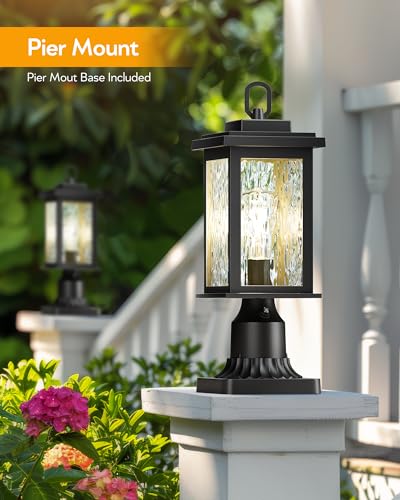 Vianis Dusk To Dawn Outdoor Post Light Fixture With Pier Mount Base thumb #2