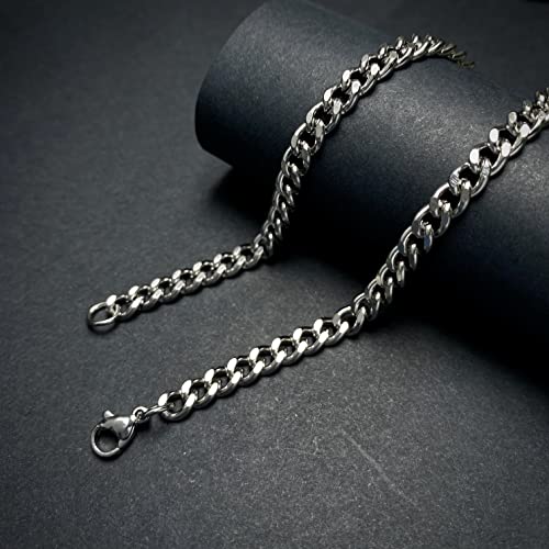 Catena cubana a maglia in acciaio inox argento