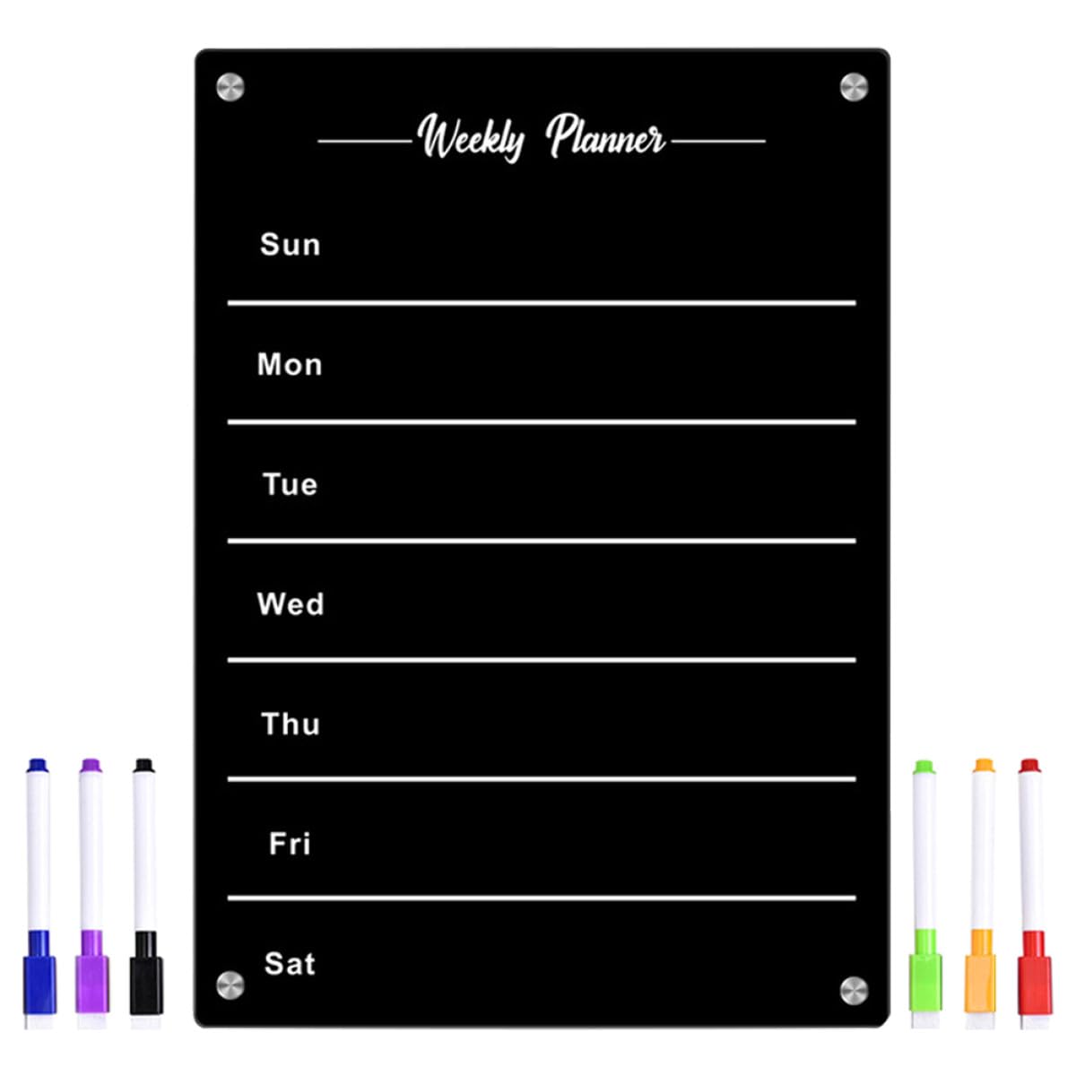 Magnetische Schreibtafel aus Acryl Schwarz Wiederverwendbares Küchenplanungs Whiteboard für Kühlschrank Abwischbar und Einfach zu Bedienen für Büro und Küche