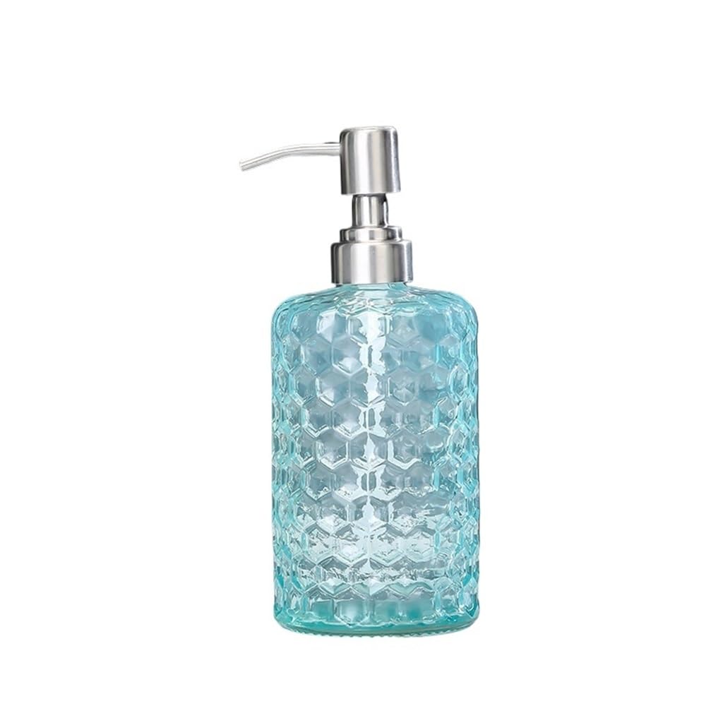 Home Soap Dispenser for Home/hotel/bathroom Glass Press Lotion Bottle 500ml Transparent Cylindrical Blue/Gray/Green/Yellow Shower Dispensers(Blue)