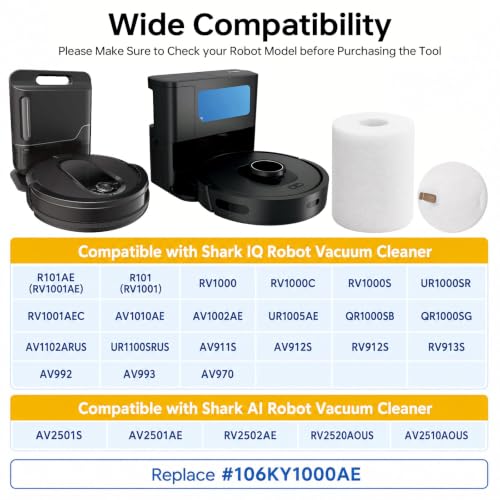 Image of Foam Filters Compatible with Shark AI AV2501S, AV2501AE, RV2502AE, RV2520AOUS, AV2510AOUS Robot Vacuum Cleaner Replacement Parts - 4 Pack