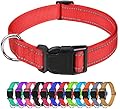 TagMe Reflective Nylon Dog Collars, Adjustable Classic Dog Collar with Quick Release Buckle for Small Dogs, Red, 2.0 cm Width