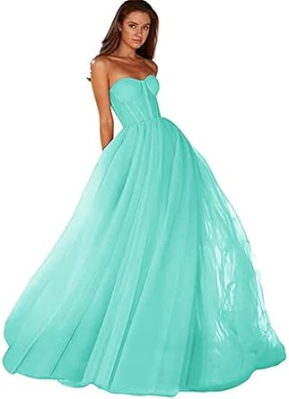 Hongfuyu Sweetheart Ball Gown Prom Dress Tulle Long Women Formal Evening Gowns Wedding Dress 22 Amazon Co Uk Clothing