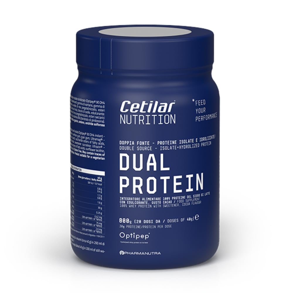 Dual Protein, Integratore con due fonti proteiche del siero del latte (isolate e idrolizzate), Minerali Sucrosomiali®, 800 gr, Crescita e Mantenimento massa Muscolare, Gusto cacao, Cetilar Nutrition