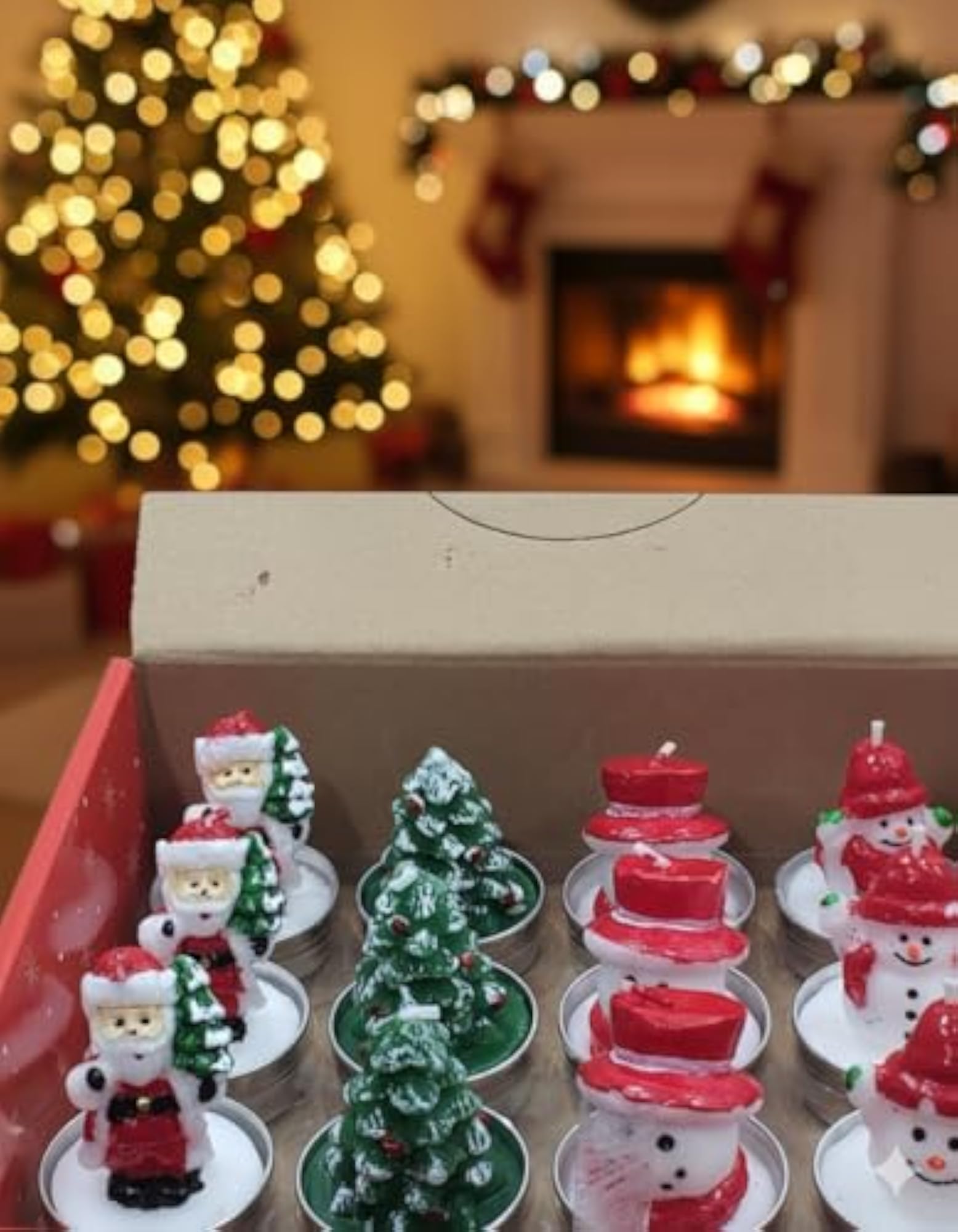 Christmas Tea Light Candles Set, Festive Designs