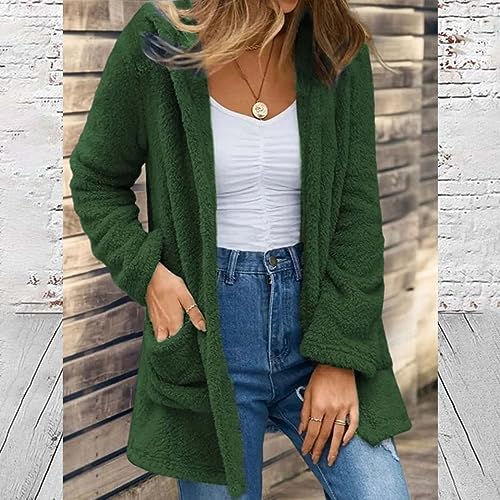 Women's Cardigan Solid Color Fleece Cardigan Cardigan With Pockets Coat plus Size Rain Gear for Women - Afbeelding 5