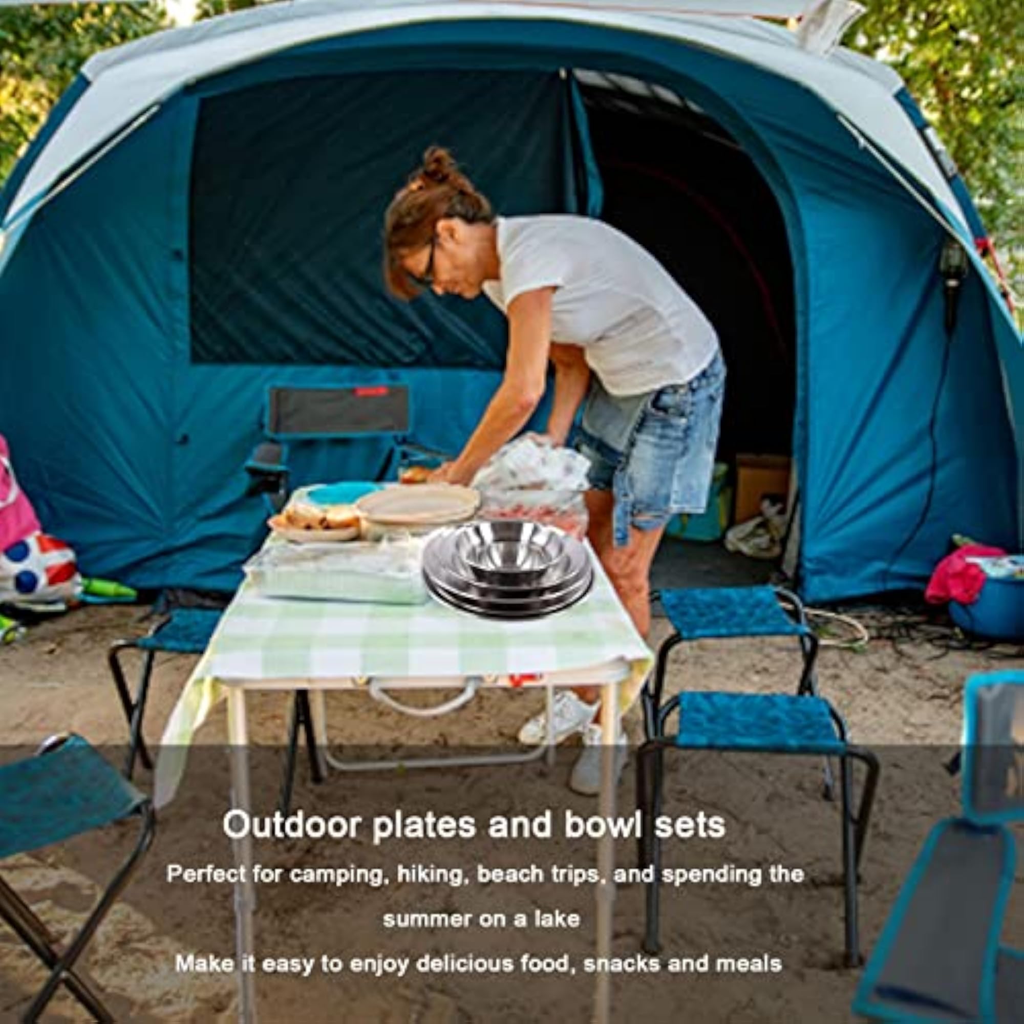 Camping Plate Bowl Set for Outdoor Cooking