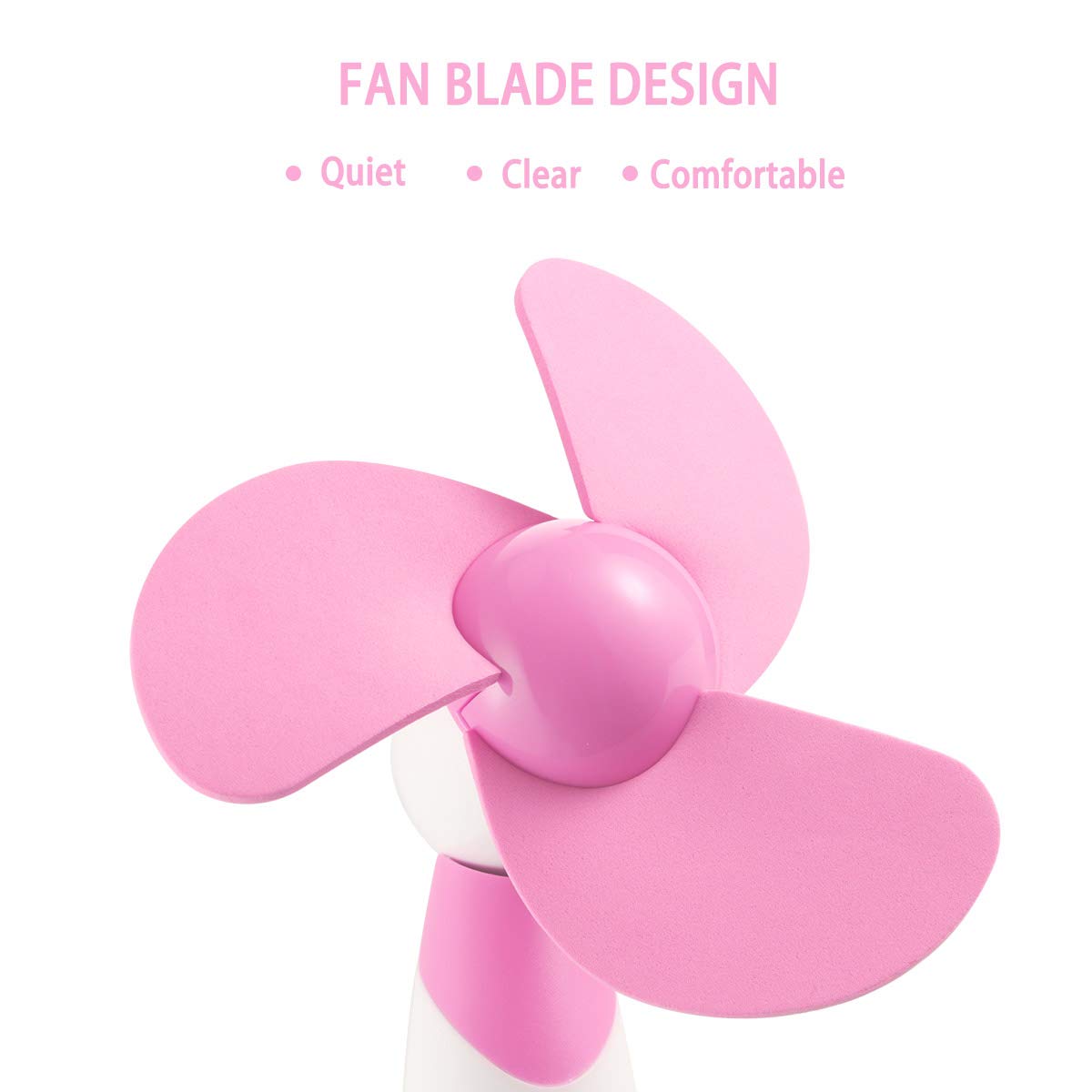 Tinksky Mini-Handventilator Mit Weichschaum-Blättern – Batteriebetrieben, Rosa, Verstellbar, Leise