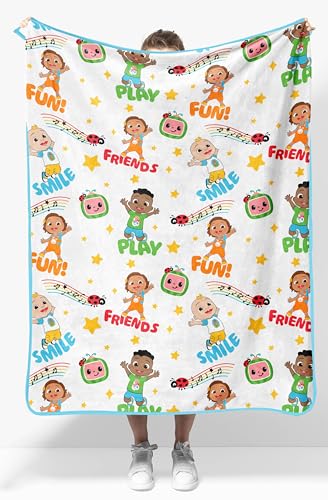 Jay Franco Kids Plush Throw Blanket Soft & Cozy Fleece Throw for Bedroom & Couch Dcor Official Licensed Product White - Cocomelon 40x50 - Travel Blanket