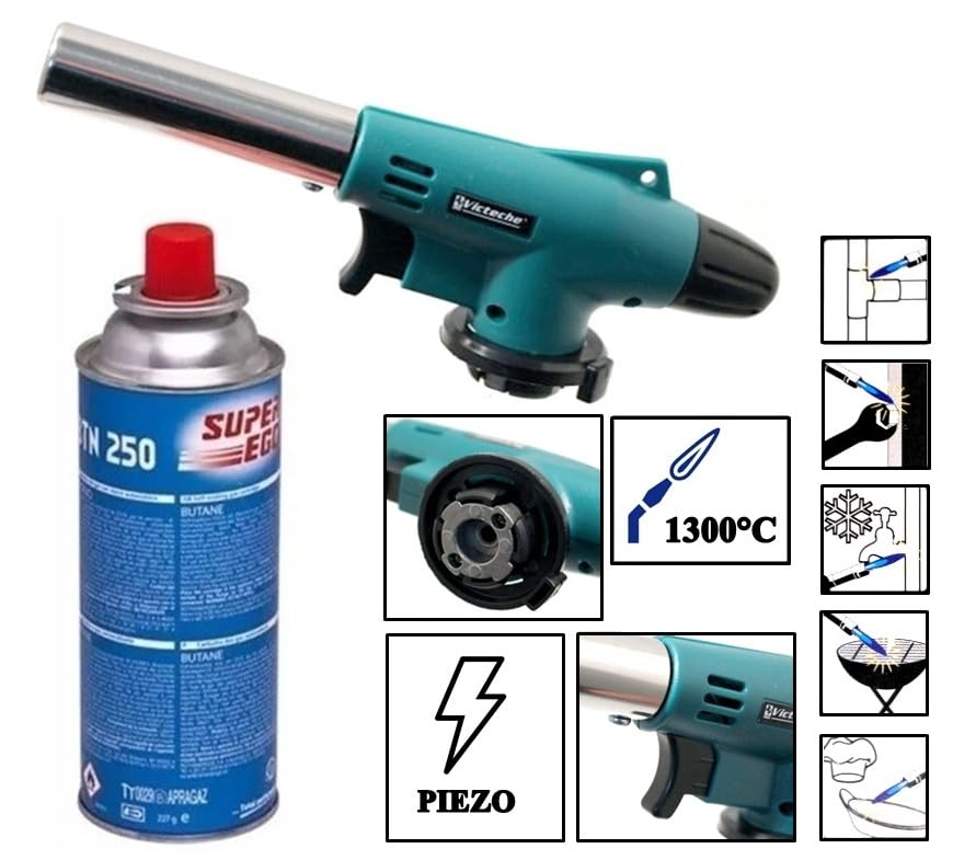 SALDATORE BRUCIATORE SVERNICIATORE CANNELLO A GAS ACC. PIEZO CON CARTUCCIA 227GR