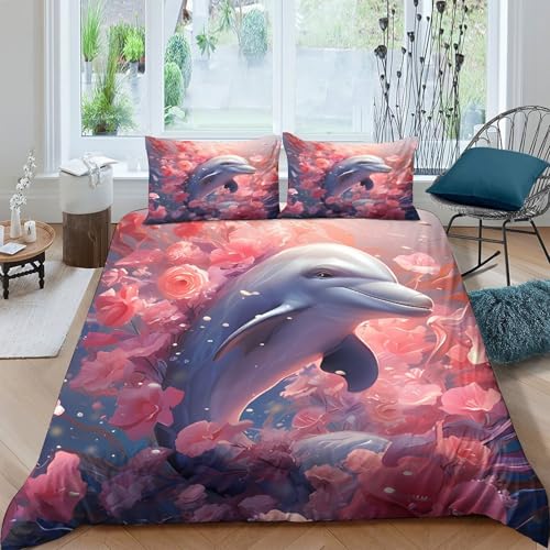 Parure de lit Super King housse de couette dauphin douceur 3D - 4