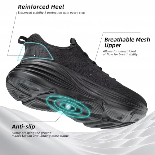 Image of WJA Men's Non Slip Walking Shoes Lightweight Breathable Casual Running Shoes Fashion Sneakers Mesh Workout Sports Shoes