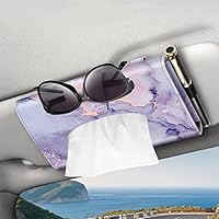 CaseBot Autovisier-Taschentuchhalter‌ – Sonnenvisier-Serviettenhalter, Maskenhalter fürs Auto, Taschentuchbox aus PU-Kunstleder für Rücksitz in PKW, LKW und SUV, Marmor Lila