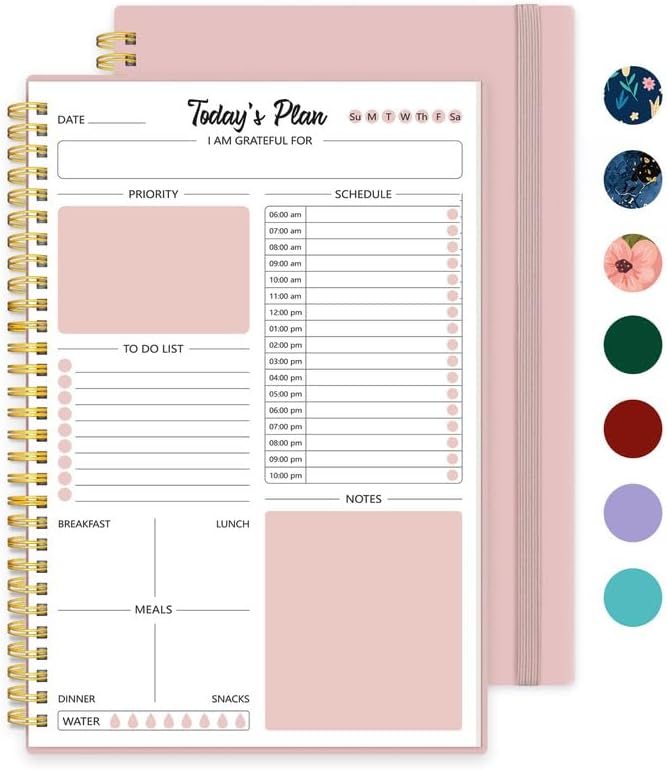 Daily Planner Undated, To Do List Notebook Planner with Hourly Schedule, Work Planner To Stay Organized And Boost Productivity, Appointment Organizer for Man/Women,160 Pages, B5 Size(6.9"x9.9")-Pink