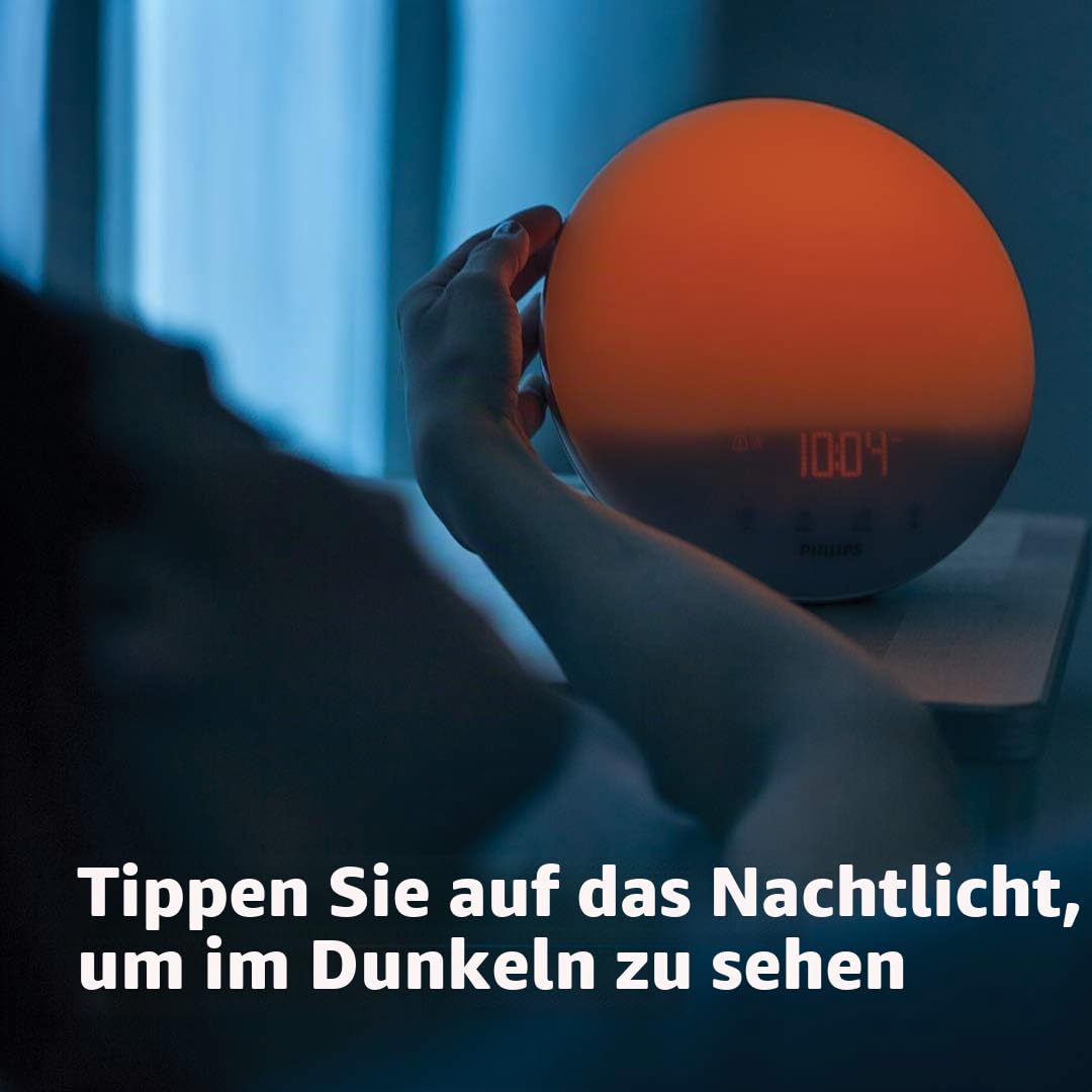 Philips HF3520/01 Wake-Up Light (Sonnenaufgangfunktion, digitales FM Radio, Tageslichtwecker) weiß
