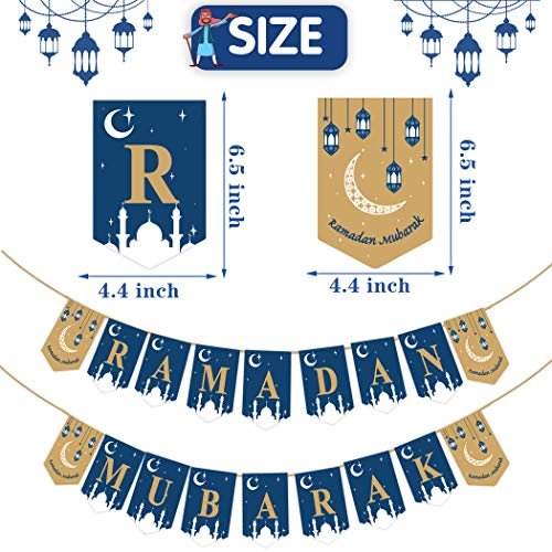 Happy Storm (Blue) - Ramadan Mubarak Banner DIY Ramadan Decorations for Home Ramadan Kareem Decor Party Supplies (Blue)