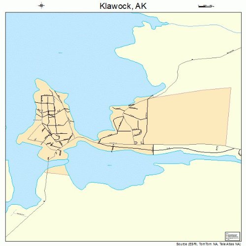 Large Street & Road Map of Klawock, Alaska AK Printed poster size wall atlas of your home town