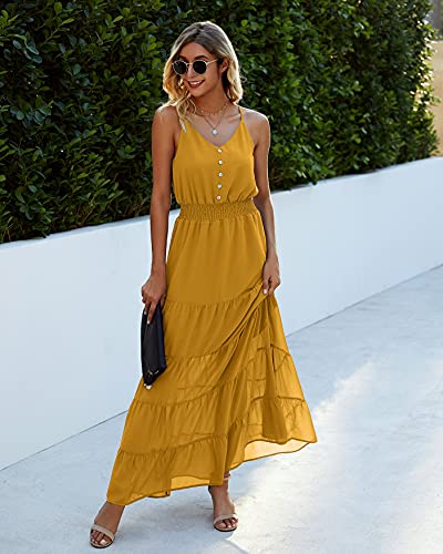 Image of PRETTYGARDEN Women's 2026 Summer Maxi Dress Spaghetti Strap Sleeveless High Waist Beach Vacation Long Sundresses