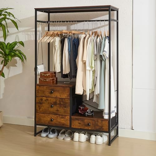 Amazon.com: Tribesigns Freestanding Closet Organizer Small Clothes Rack ...