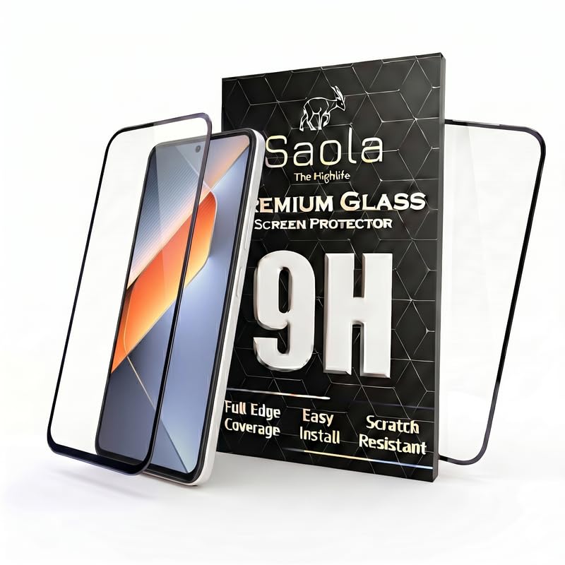 Image of Saola HD Clear Tempered Glass for Tecno Pova 6 Neo | High Strength 9H Protection, Smooth Touch, Full Coverage Screen Guard, 2-Step Installation Kit | Quick & Easy Application (Pack of 2)
