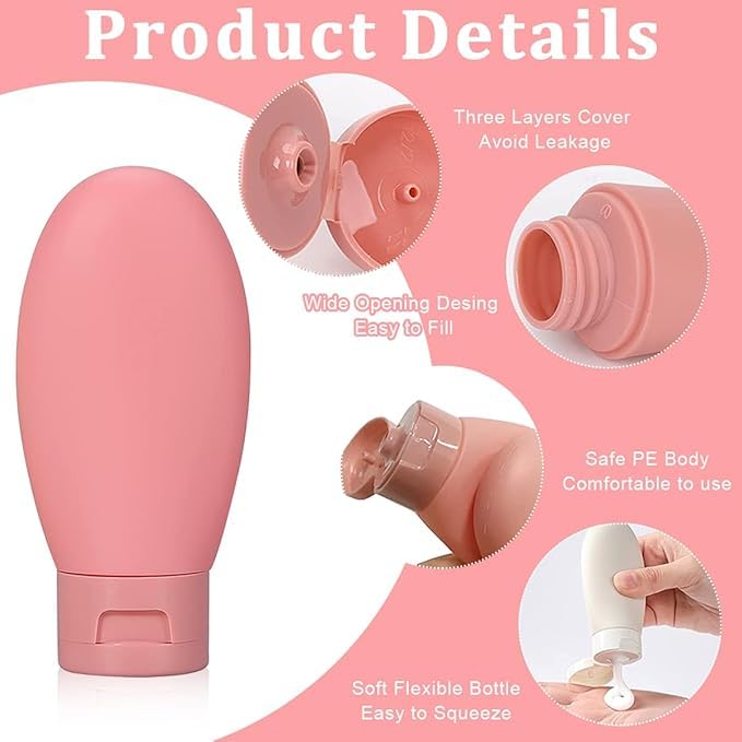 OFFERZONE Refillable Travel Bottles for Toiletries Silicone Container for Cream, Shampoo Hand Wash, Lotion Storage Bottle Travel Accessories Leak Proof 2