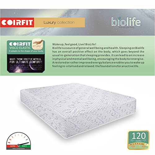 Image of Coirfit Biolife 6-inch Queen Size Memory Foam Mattress (White,75X66X6)