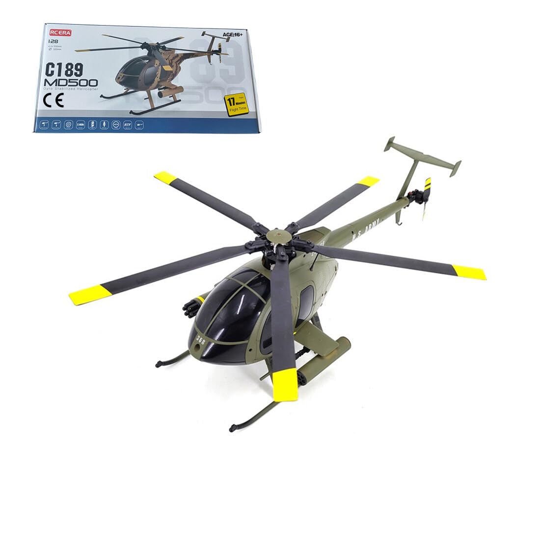 C189 MD500 Little Bird RC-Hubschrauber mit 6-Achsen-Gyroskop, 2,4 GHz 6-Kanal Brushless US Rescue Verstellpropeller Kunstflughubschrauber mit Höhenhaltung und optischer Flusspositionierung - RTF