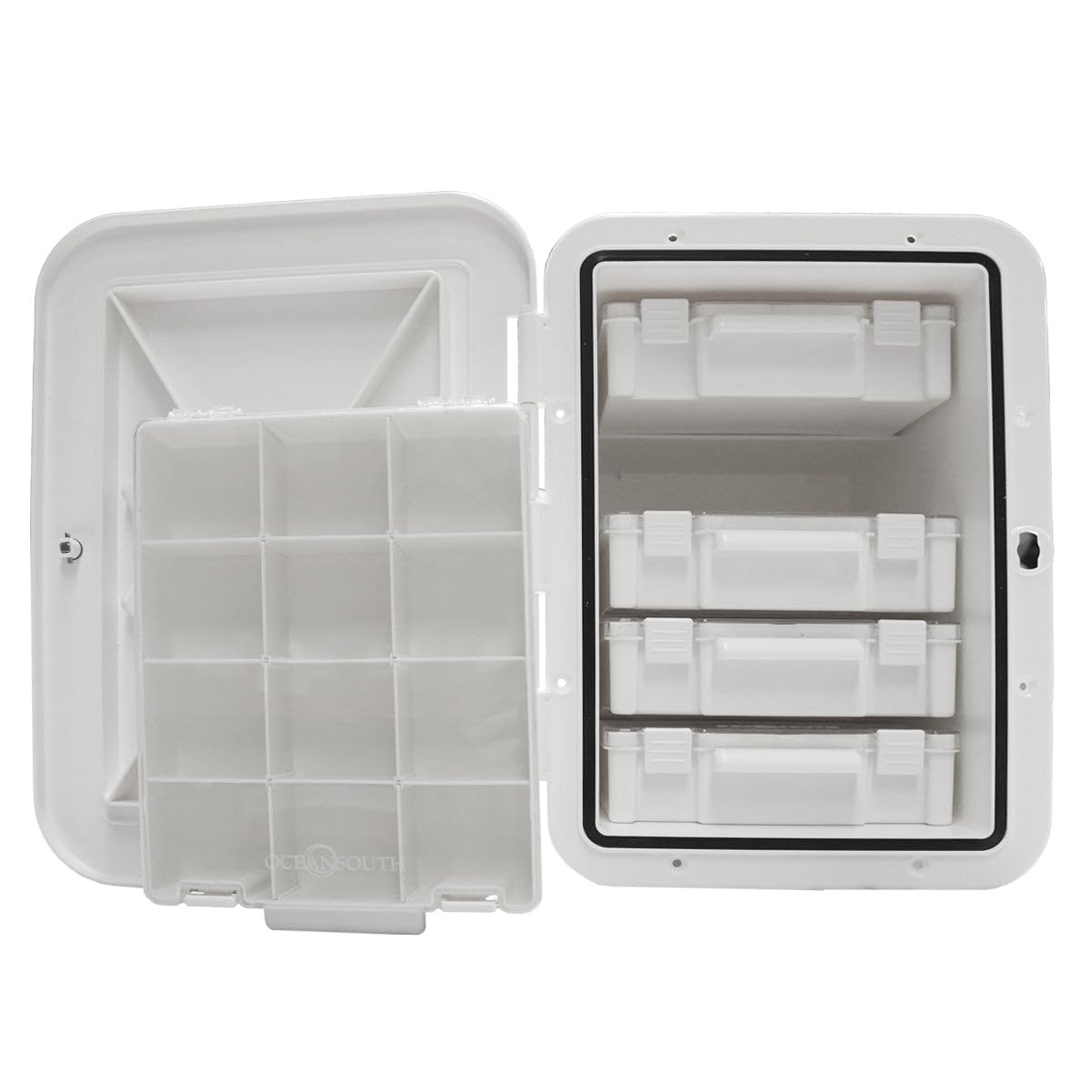 Oceansouth Hatch Aufbewahrungsbox für Angelzubehör (mit 5 Angelboxen)