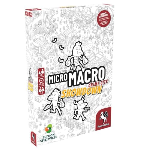 EDITION SPIELWIESE, MicroMacro: Crime City – Showdown, Kriminalfälle lösen, Detektivspiel, spannendes Wimmelbild-Abenteuer, Für 1-4 Personen ab 10 Jahren