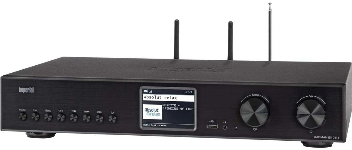 Imperial Dabman i510 BT | Tuner HiFi avec Radio Internet, Dab+ et FM | Wi-FI | Bluetooth émetteur/récepteur | Streaming intégré | Lecture et Enregistrement USB | Noir