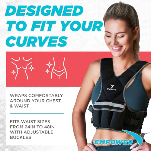 Empower Weighted Walking Vest for Women – Strengthen Muscles, Boost Bone Health, and Burn More Calories, fixed 8lbs, adjustable (4in1) 4-10lbs or (4in1) 10-16lbs