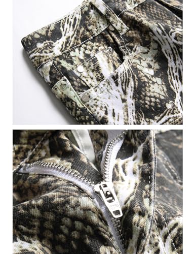 Men's Fashion Snakeskin Print Jeans3