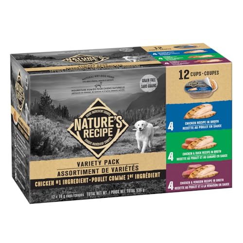 Nature’s Recipe Chicken, Chicken & Duck, Chicken & Venison Wet Dog Food Variety Pack 936 g 12 pk image 1