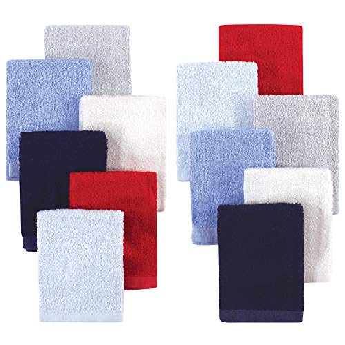 Image of Hudson Baby Unisex Baby Rayon from Bamboo Woven Washcloths 12pk, Blue Red, One Size