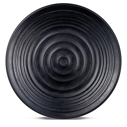 Image of Light Weighted Melamine Round Full Size Spiral Black Designed with Matte Finish(11 Inch) Dinner /Lunch Plates (Pack of 6)